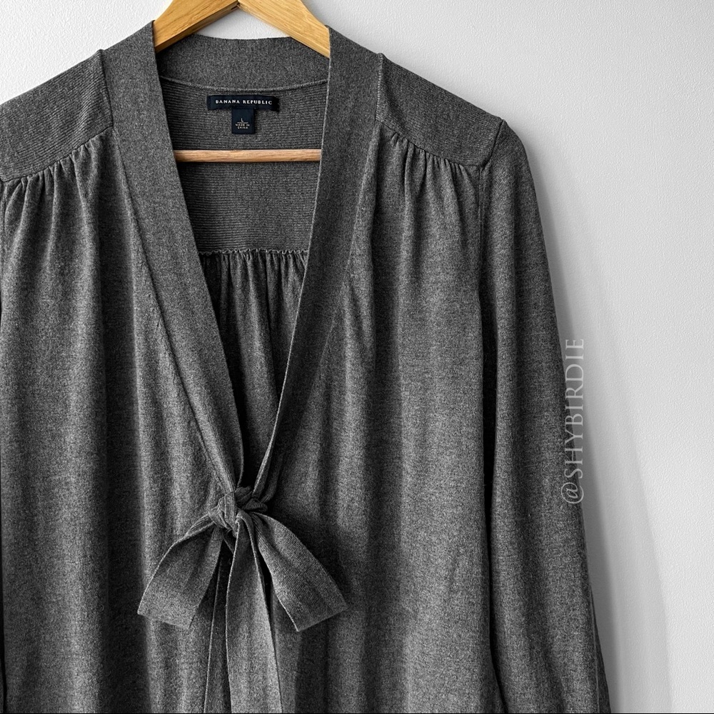 Banana Republic Tie-Neck Deep V-Neck Knit Top